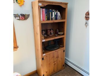 Wood Finish Bookcase With Storage (Upstairs Sitting Room)