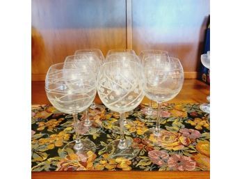 Set Of 8 Etched Brandy Glasses (Kitchen)