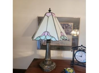 Handmade Stained Glass Lamp On Heavy Brass Base (Dining Room)