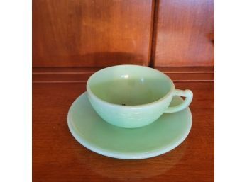 Antique Green Milk Glass With Scottie (Dining Room)