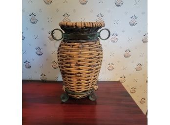 Metal And Wicker Vase (Dining Room)