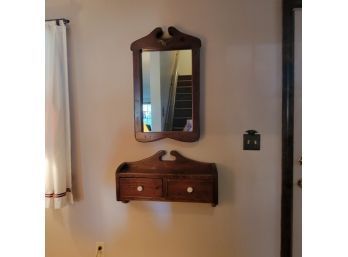 Handmade Wooden Mirror And Shelf With Drawers(hall)