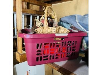 Decorative Item In Red Laundry Basket (Garage)