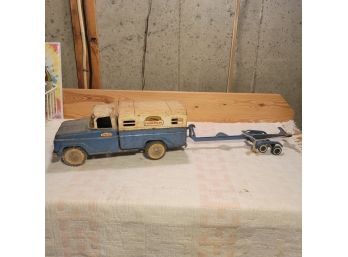 Vintage Tonka Toys Metal Truck With Trailer (Basement)