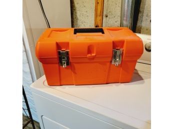 Plastic Orange Tool Box With Insert (Basement)