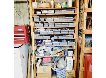 Entire Shelf Lot Of Drill Bits, Screws, And Workshop Accessories (Basement)
