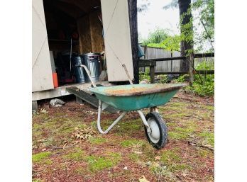 Groovy Vintage Turquoise Painted Wheelbarrow (Shed)