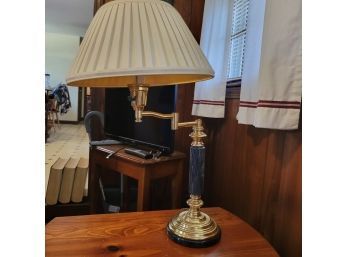 Brass And Blue Marble Swivel Lamp (Family Room)