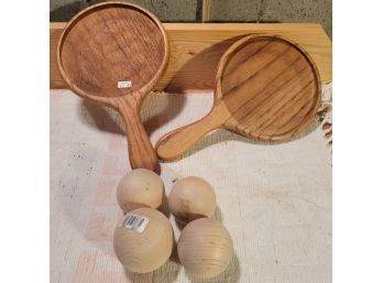 Wooden Paddles And Balls (Basement)