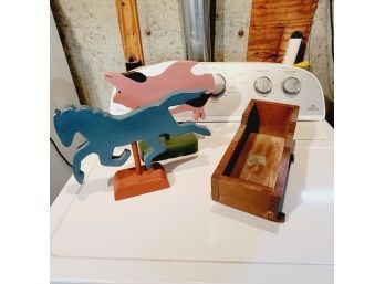 Hand Painted Wooden Animals And Doll Cradle (Basement)