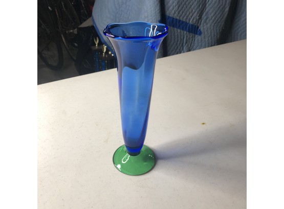 Blue And Green Orrefors Crystal Vase