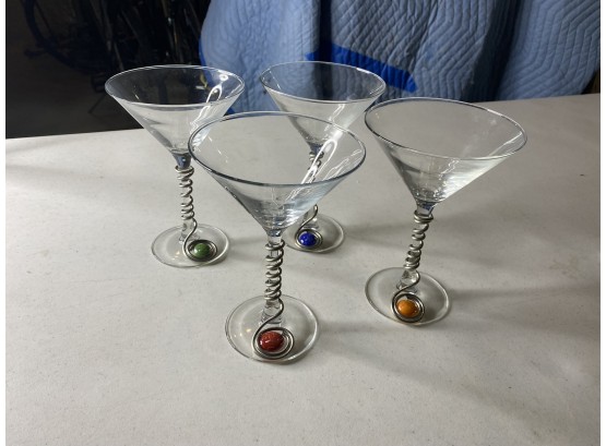 Set Of Four Decorative Martini Glasses