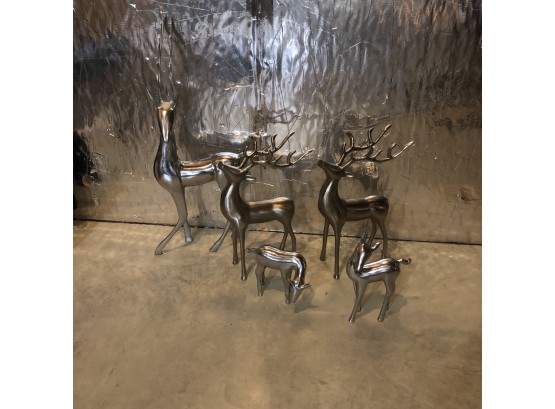 Metal Reindeer Figures - Set Of 5
