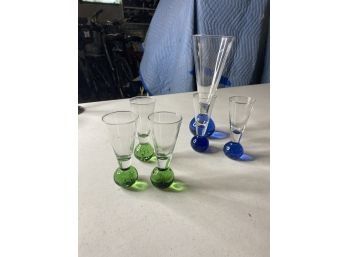 Green And Blue Bubble Glass Barware