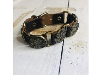 Cuff Bracelet With Buckle And Coins