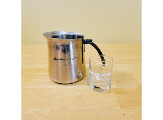 Starbucks Stainless Steel Pitcher And Shot Glass