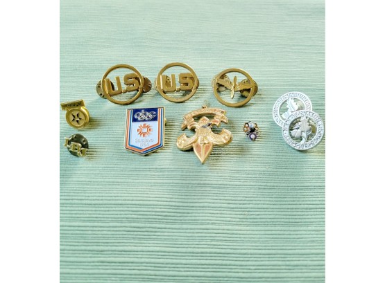 Vintage Pins. Texaco, Elks Lodge, Military, LBJ And Olympics