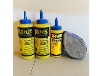 Irwin Chalk Line With Three Bottles Of Blue Chalk