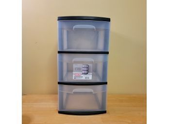 Sterilite Black And Clear Plastic 3 Drawer Cart  With Wheels
