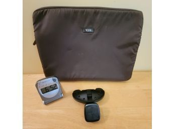 Tumi Padded Laptop Case, Phone Holder For CD Player And Travel Clock