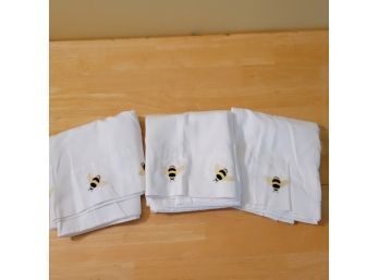 Set Of 3 Cuddledown Embroidered Bee King Size Pillowcases