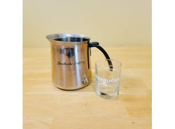 Starbucks Stainless Steel Pitcher And Shot Glass