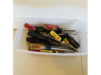 Assorted Screwdrivers With Bin