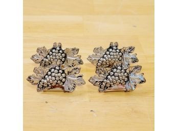 Silver Plated Place Card Holders With Grape Design