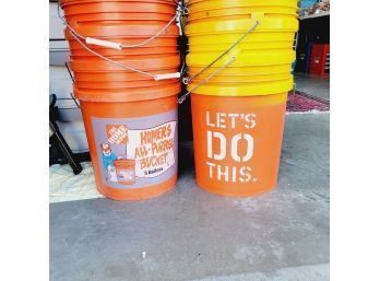 Stack Of Approximately 12 Home Depot 50 Gallon Buckets