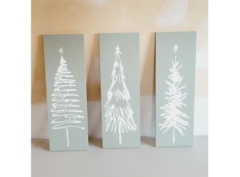 Wooden Sign Christmas Decorations 3 Trees