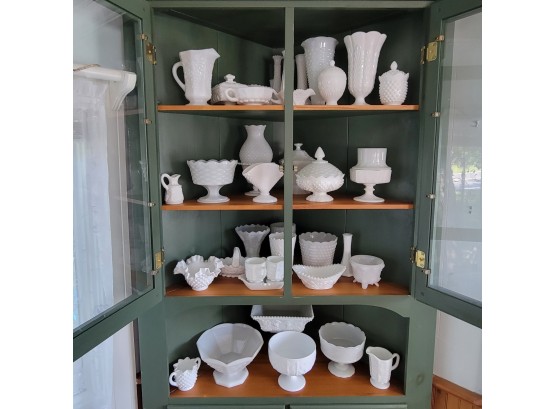 Large Collection Of Milk Glass. Some Fenton, Westmoreland And Unmarked