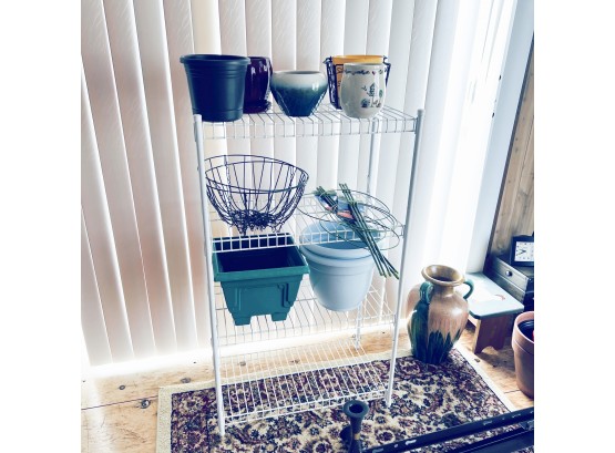 White Metal Shelf With Garden Pots (Sunroom)