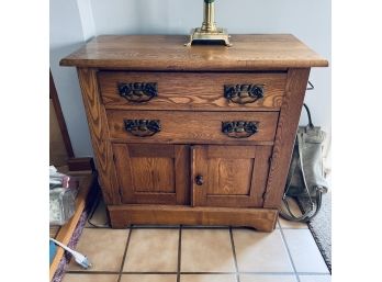 Vintage Wood Table With Drawers And Cabinet (Living Room)