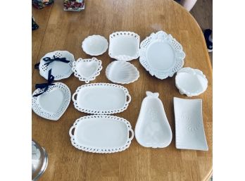 Milk Glass And White Ceramic Pieces (Dining Room)