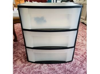 Sterilite Black And Clear Three-Drawer Plastic Storage Chest With Wheels (Livingroom)