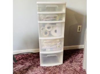 Sterilite White And Clear Plastic Drawers With Contents (Livingroom)