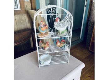 Small Shelf With Chickens And Other Items (Sunroom)