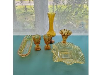 Vintage Yellow And Amber Colored Glass (Kitchen)