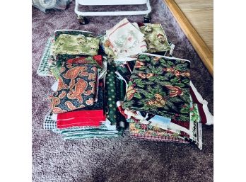 Large Assortment Of Holiday Fabric Remnants (Living Room)