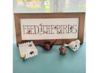 'Feed The Birds' Wall Hanging With Different Bird Decor (Kitchen)