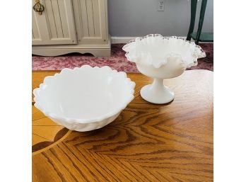 Flared Milk Glass Bowl Lot (Livingroom)