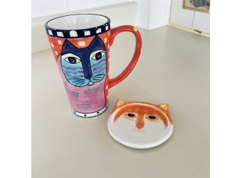 Colorful Cat Mug And Trinket Dish (Kitchen)
