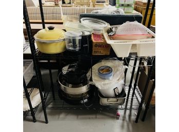 Shelf Lot: Cookware, Infrared Microwave, Mixer, Chopper, Etc. (Shelves 4 And 5)