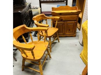 Pine Dry Sink And Chairs