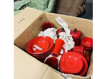 Box Lot: Red Dishes