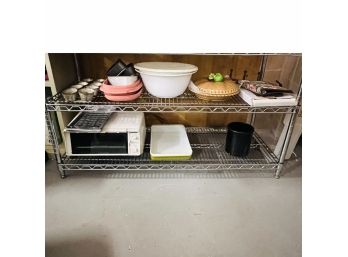 Shelf Lot: Pie Baker, Toaster Oven, Pyrex Dish, Etc. (Shelf 5 And 6)