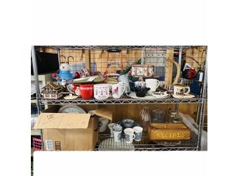 Shelf Lot: Holiday Items, Dishes, Kitchen Goods, Blenko Glass (Shelves 3 And 4)