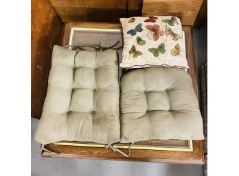 Beige Microfiber Seat Cushions With Butterfly Pillow
