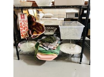 Shelf Lot: Cookie Cutters, Glassware, Linens, Etc. (Shelves 4 And 5)