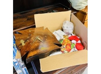 Mixed Box Lot With DC Originals Firefighter Clock And Other Items
